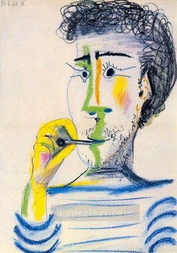  1964 - Tete d homme barbu a la cigarrillo III 1964 Cubista